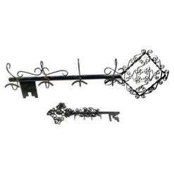 Ensemble Porte-clefs et porte manteau en forme de clé, fer forgé