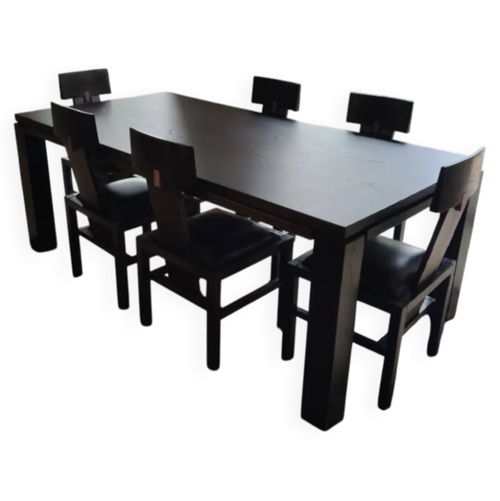 ensemble roche bobois table 2 m+ rallonge et 6 chaises bois massif