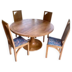 Ensemble table et chaise en orme desmarchelier