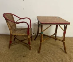 Ensemble table et fauteuil en rotin enfants