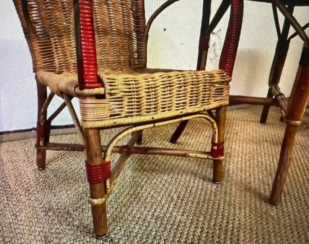 Ensemble table et fauteuil en rotin enfants