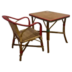 Ensemble table et fauteuil en rotin enfants