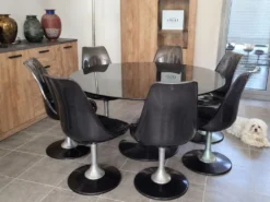 Ensemble table et six chaises Chromcraft space age années 70