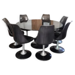 Ensemble table et six chaises Chromcraft space age années 70