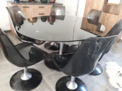Ensemble table et six chaises Chromcraft space age années 70