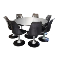 Ensemble table et six chaises Chromcraft space age années 70