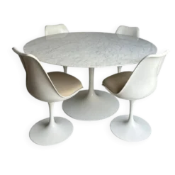Ensemble Table ronde Knoll (marbre) et 4 chaises vintage - Années 70