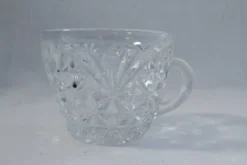 Ensemble 4 tasses café verre clair ciselé vintage