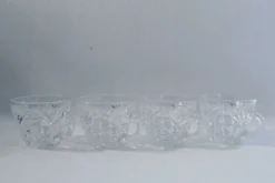 Ensemble 4 tasses café verre clair ciselé vintage