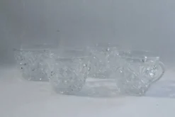 Ensemble 4 tasses café verre clair ciselé vintage