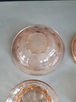 Ensemble 2 tasses + sucrier en verre rose