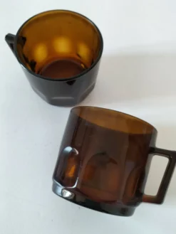Ensemble 2 tasse vintage verre pressé