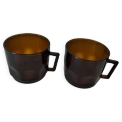 Ensemble 2 tasse vintage verre pressé