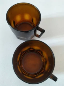 Ensemble 2 tasse vintage verre pressé
