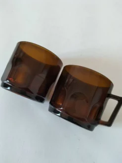 Ensemble 2 tasse vintage verre pressé