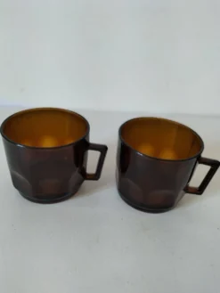 Ensemble 2 tasse vintage verre pressé