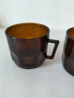 Ensemble 2 tasse vintage verre pressé