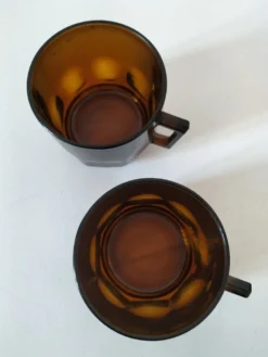 Ensemble 2 tasse vintage verre pressé