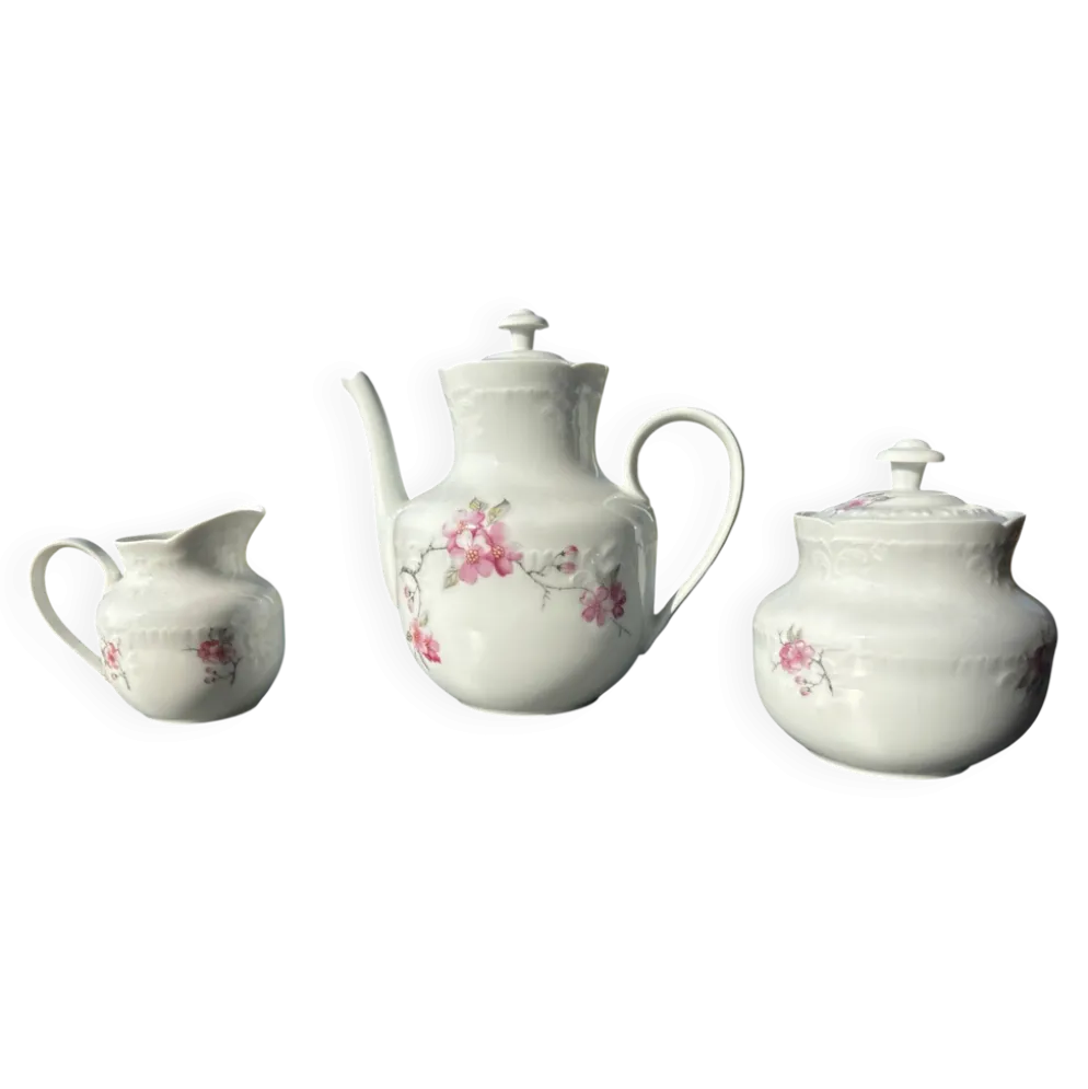Ensemble à thé ancien en porcelaine de Limoges Chastagner, 3 pièces