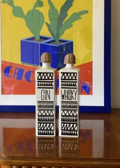 Ensemble vintage de 2 bouteilles en céramique, Staffel Limburg Allemagne, 1960