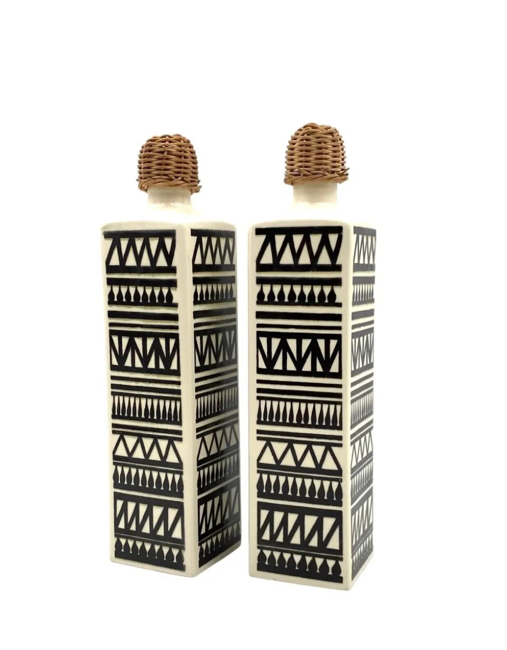 Ensemble vintage de 2 bouteilles en céramique, Staffel Limburg Allemagne, 1960