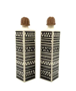 Ensemble vintage de 2 bouteilles en céramique, Staffel Limburg Allemagne, 1960
