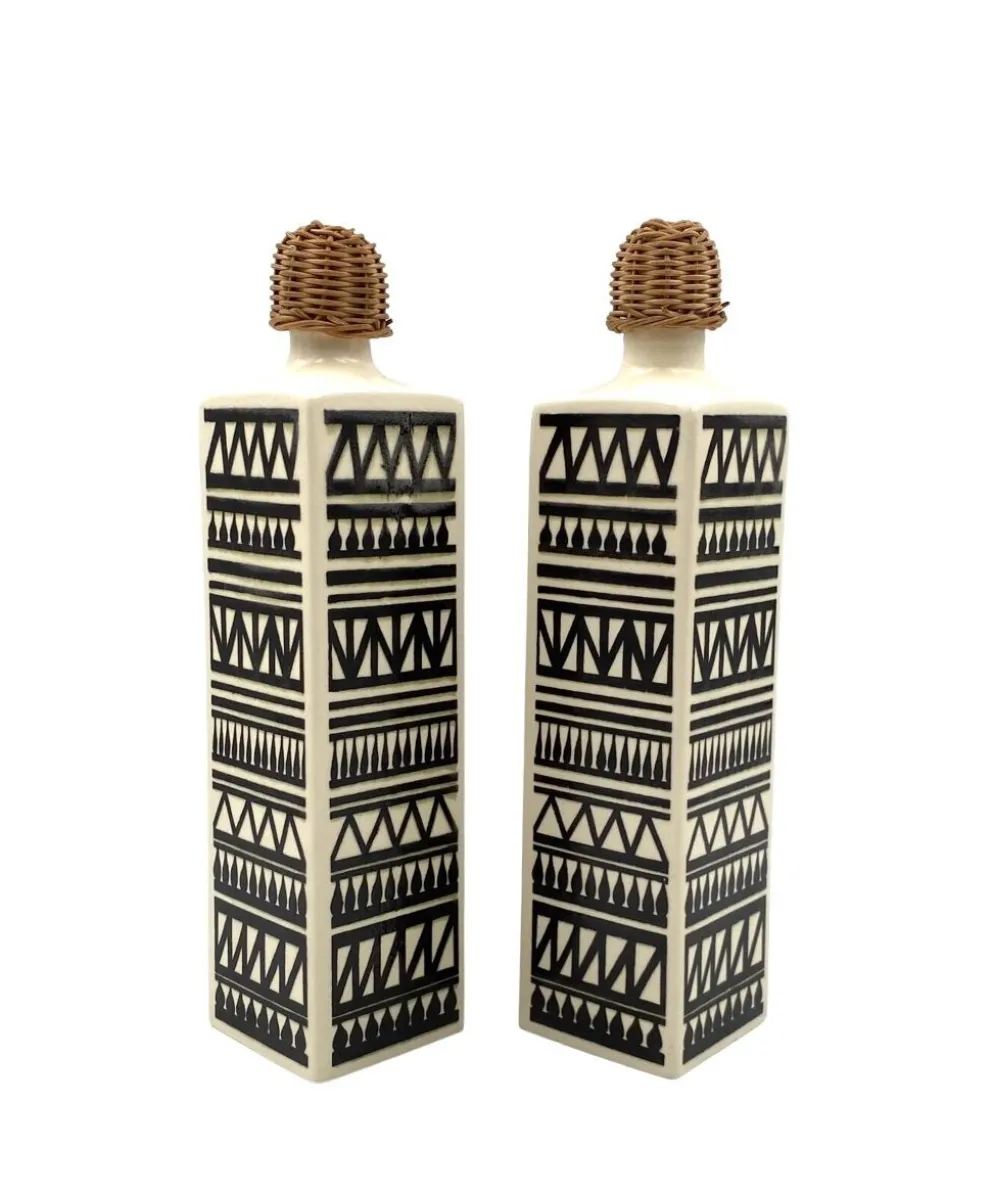 Ensemble vintage de 2 bouteilles en céramique, Staffel Limburg Allemagne, 1960