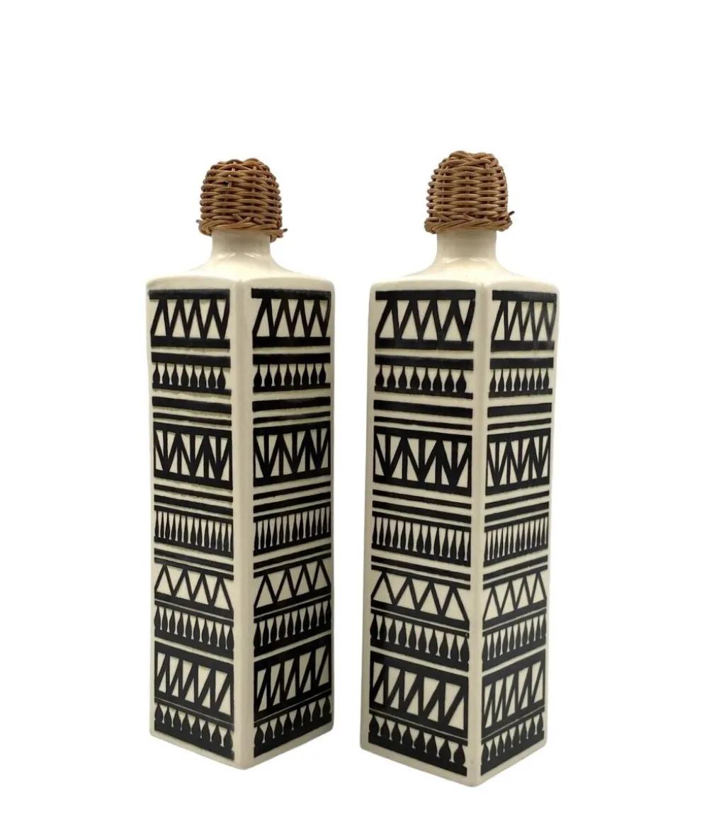 Ensemble vintage de 2 bouteilles en céramique, Staffel Limburg Allemagne, 1960