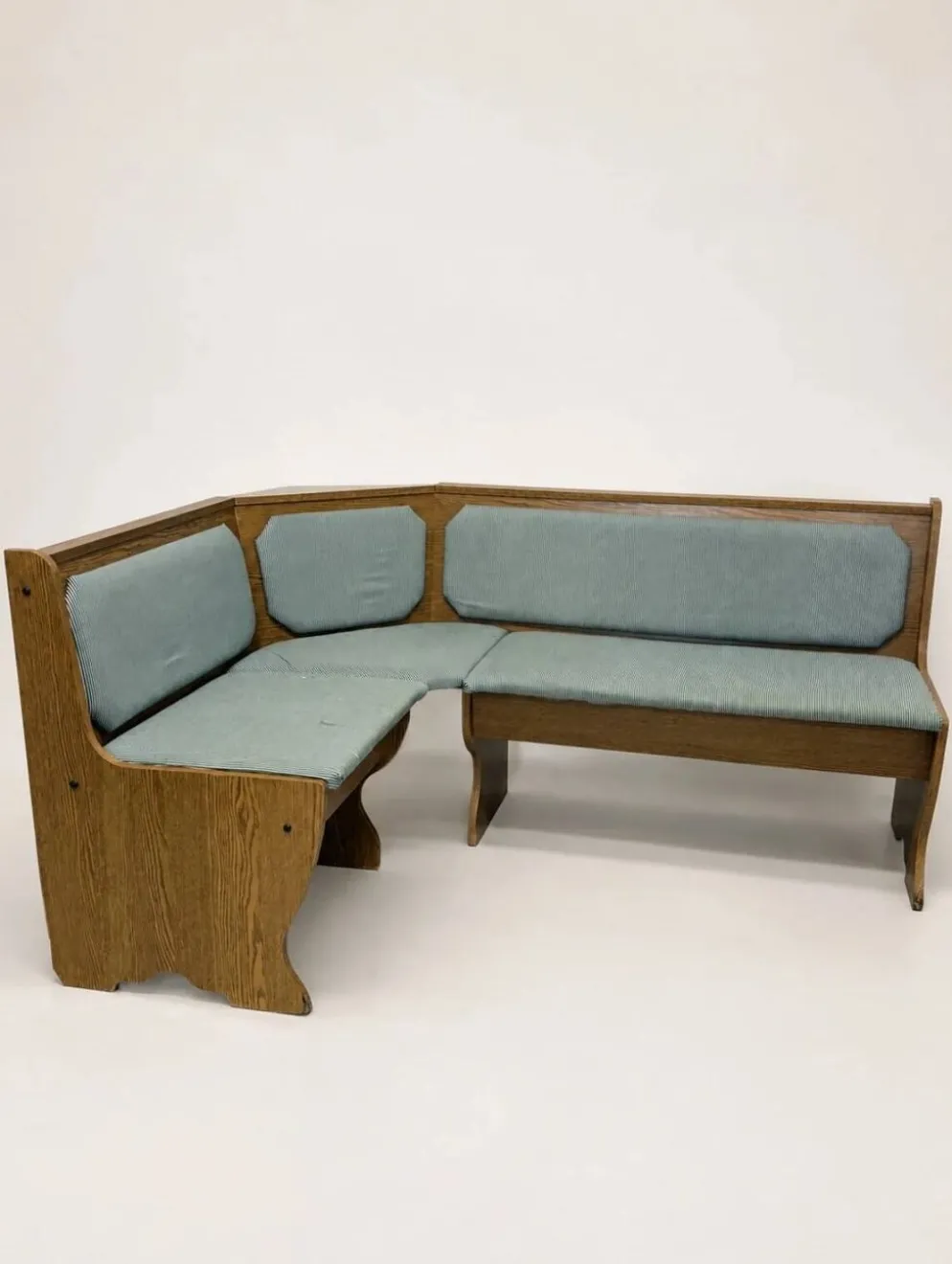 Ensemble vintage de coin repas en chêne — banquette, table extensible et 2 chaises