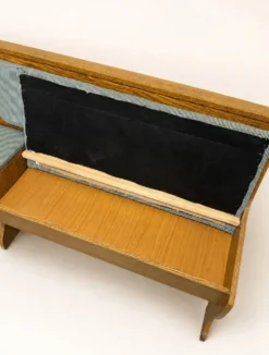 Ensemble vintage de coin repas en chêne — banquette, table extensible et 2 chaises
