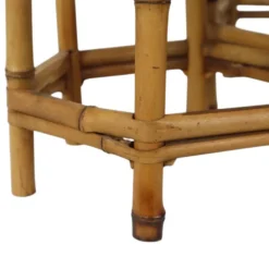 Ensemble vintage de 3 tables d'appoint en bambou et rotin / tables gigognes – style boho