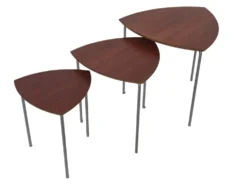 Ensemble vintage de 3 tables d'appoint en bois et métal des années 1980.