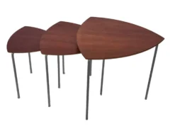 Ensemble vintage de 3 tables d'appoint en bois et métal des années 1980.