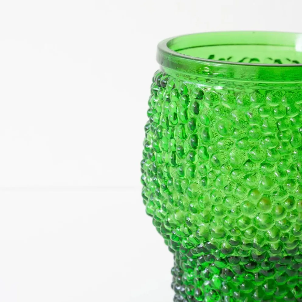 Ensemble vintage de 6 verres à cocktail en verre à bulles, seau à glace et pinces à glace
