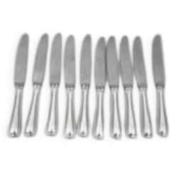 Ercuis Auteuil, 10 couteaux de table en métal argenté, excellent état, 22 cm.