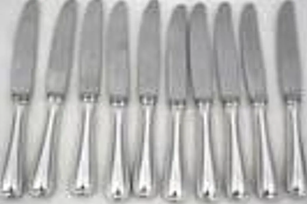 Ercuis Auteuil, 10 couteaux de table en métal argenté, excellent état, 22 cm.