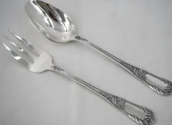 Ercuis Louis XV floral 5 pièces de service, ragout, poisson gâteau métal argenté