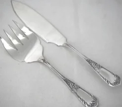 Ercuis Louis XV floral 5 pièces de service, ragout, poisson gâteau métal argenté