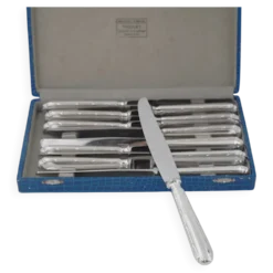 Ercuis Trianon, Rubans, 12 couteaux de table métal argenté, excellent état