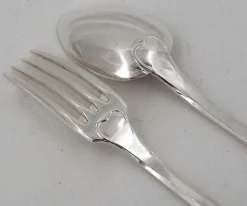 Ercuis Uniplat, Valois, 12 couverts à entremets, dessert, 24 pièces, 18 cm.