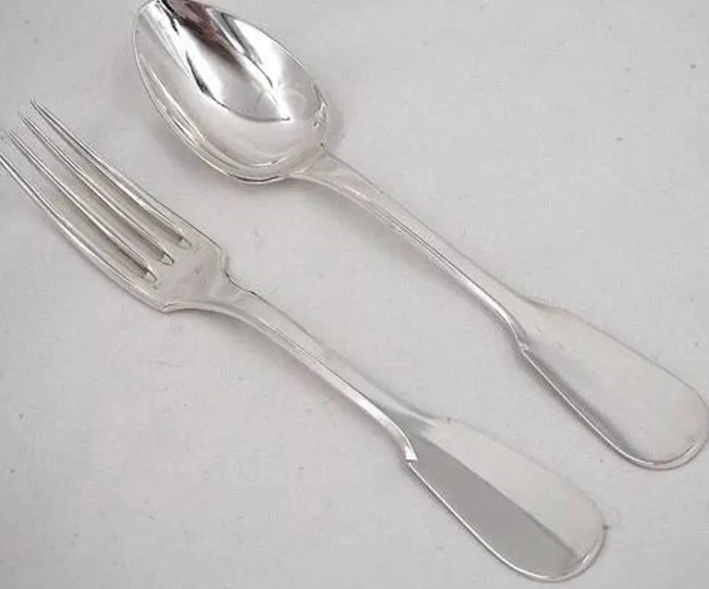Ercuis Uniplat, Valois, 12 couverts à entremets, dessert, 24 pièces, 18 cm.