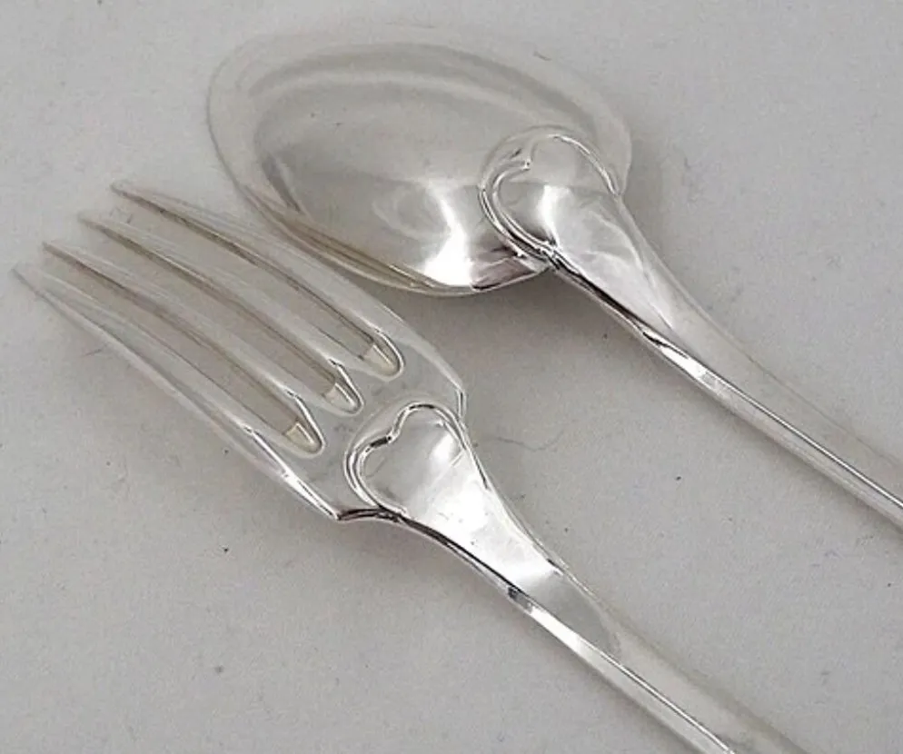 Ercuis Uniplat, Valois, 12 couverts à entremets, dessert, 24 pièces, 18 cm.