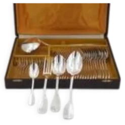 Ercuis Uniplat, Valois, ménagère set 38 pièces en métal argenté, excellent état.