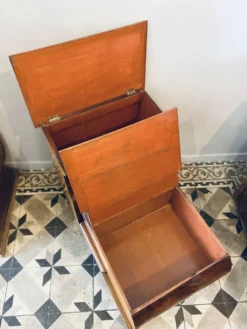 Escabeau coffre de bibliothèque anglais en acajou