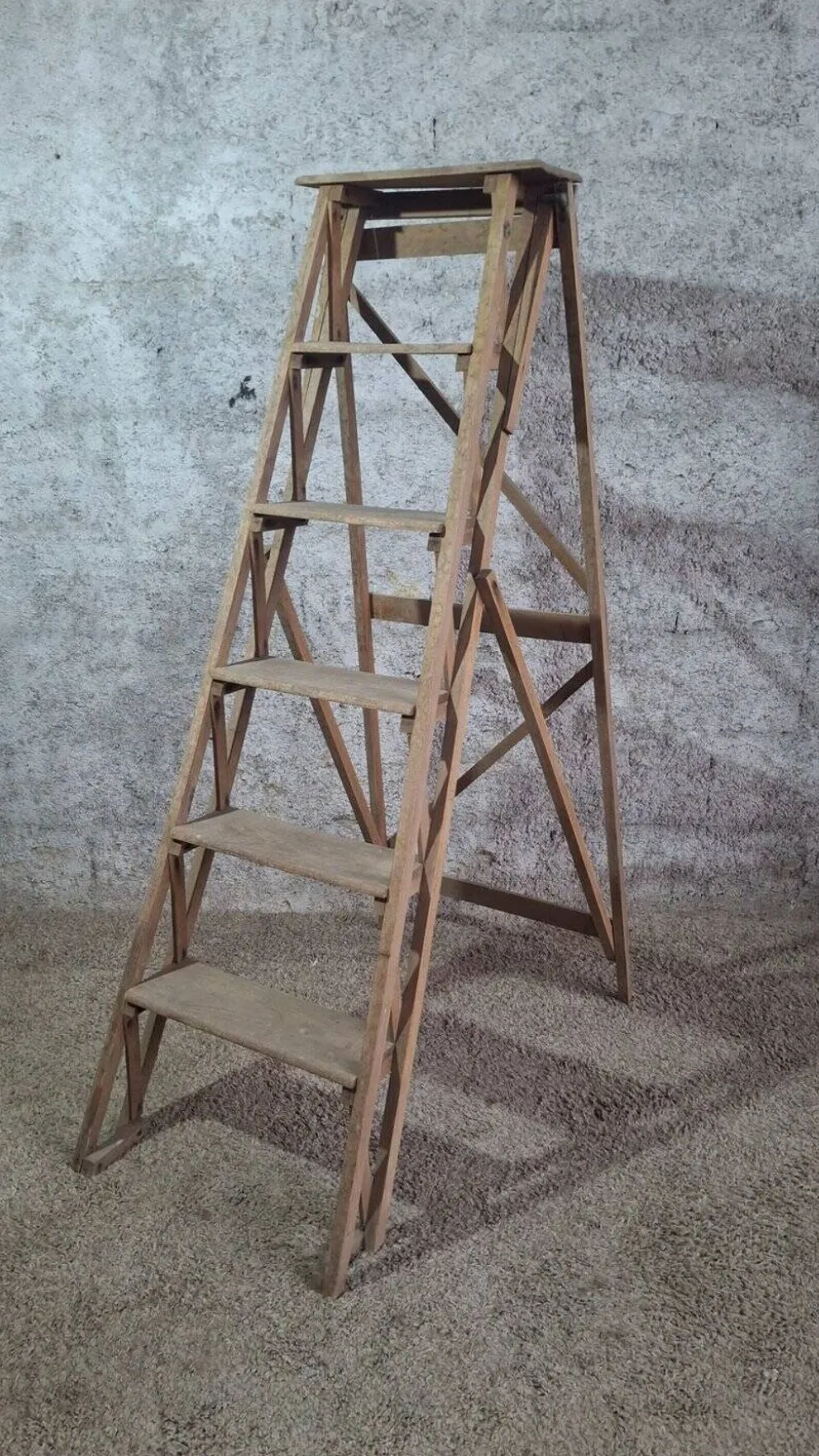 Escabeau d'atelier Manufrance 5 marches – Bois vintage industriel