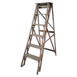 Escabeau d'atelier Manufrance 5 marches – Bois vintage industriel