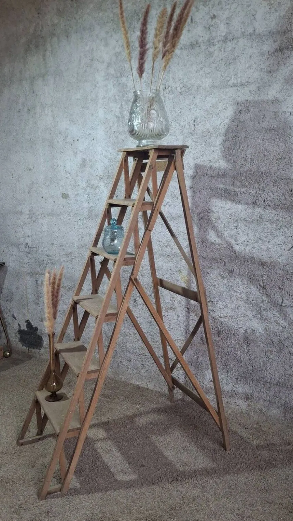 Escabeau d'atelier Manufrance 5 marches – Bois vintage industriel