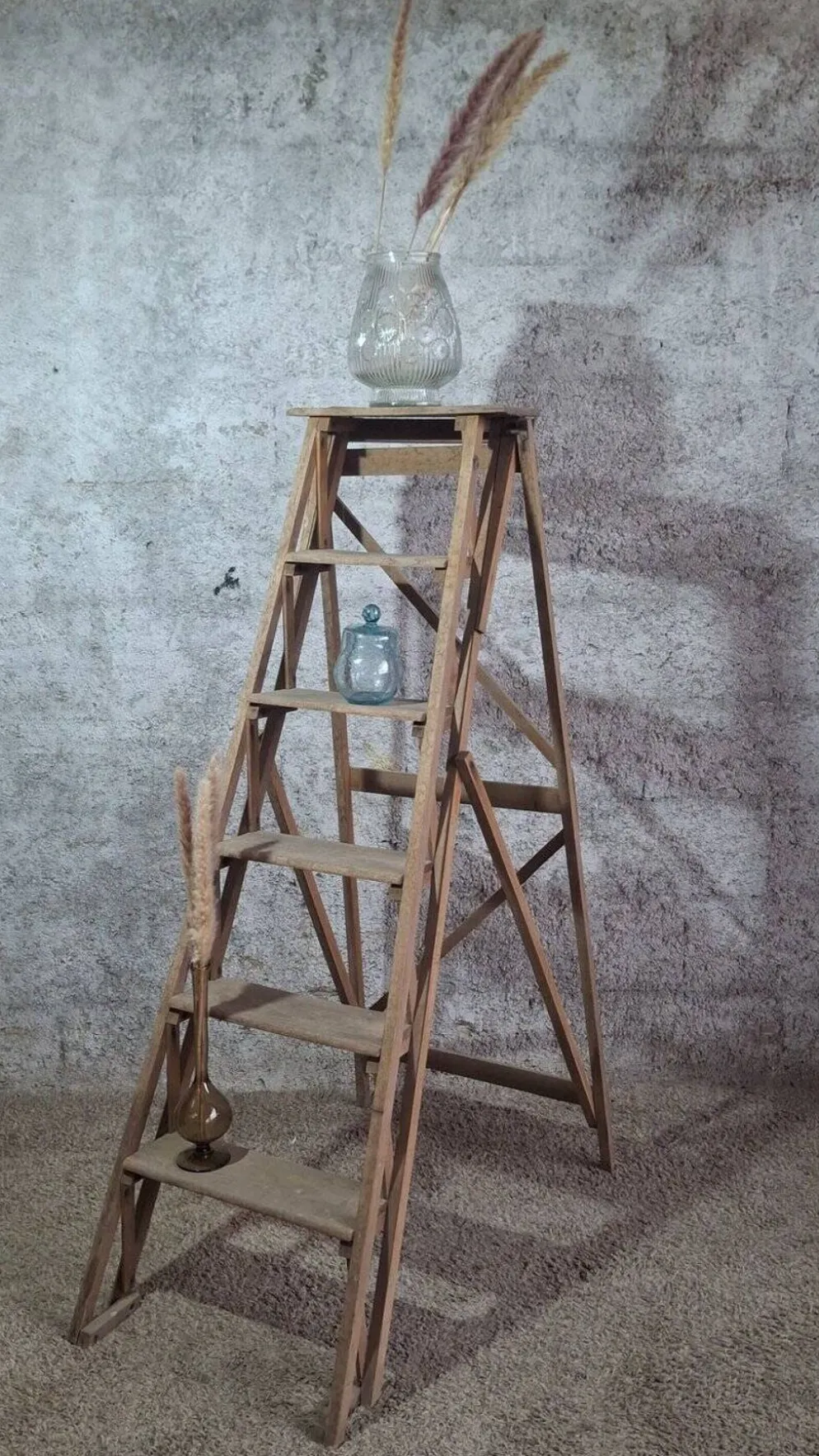 Escabeau d'atelier Manufrance 5 marches – Bois vintage industriel