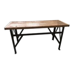 Etabli ancien acier et bois