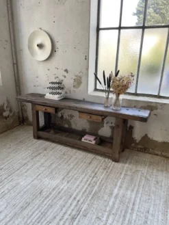 Etabli console en chêne massif 220cm